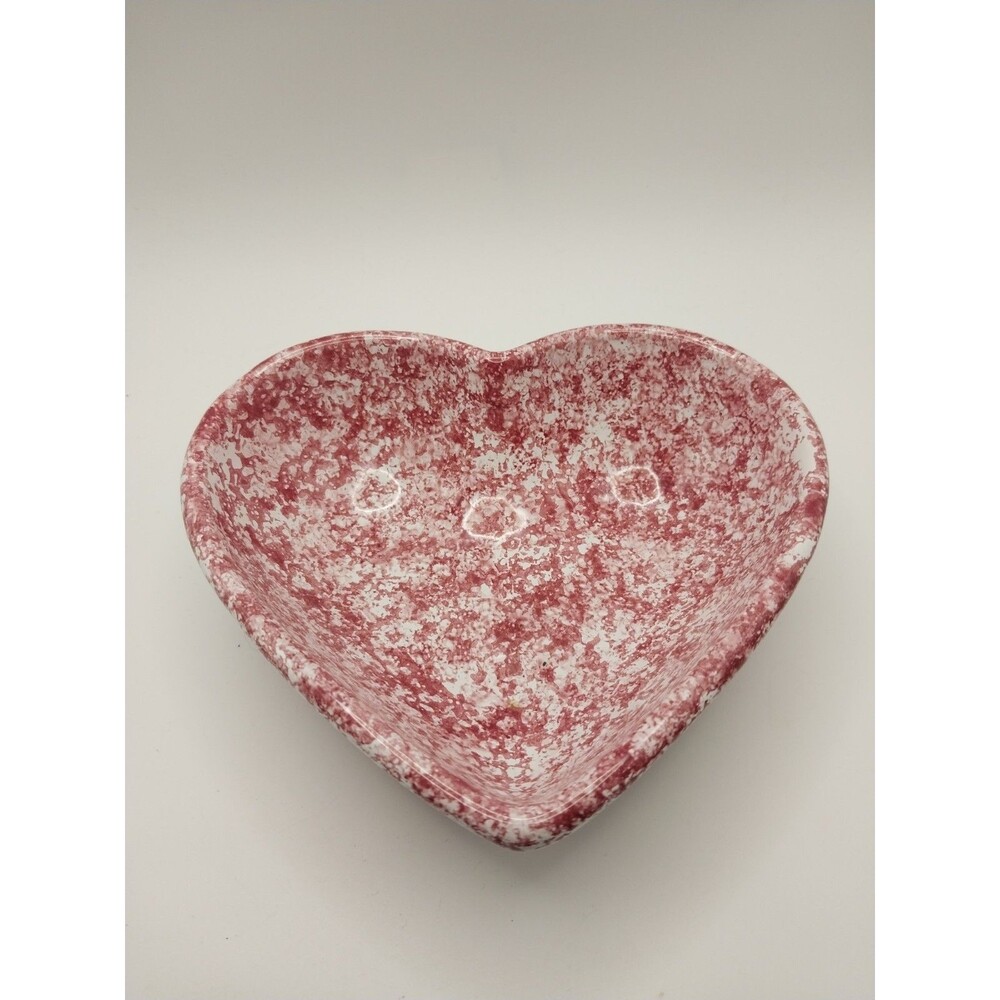 Mesa International Pink Spongeware Heart Dish Hungary Handcrafted NWT Flawless
